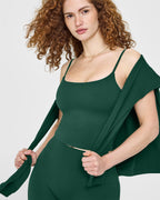 SoftMotion™ Strappy Mid Vest with Built in Bra Shelf with White Logo | Dark Racing Green