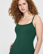 SoftMotion™ Strappy Vest with Built in Bra Shelf with White Logo | Dark Racing Green
