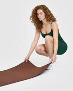 SoftMotion™ Strappy Vest with Built in Bra Shelf with White Logo | Dark Racing Green