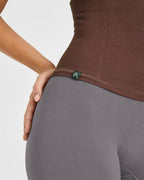 Mellow™ Rib Halter Neck Vest with Built in Bra Shelf | Copper Brown