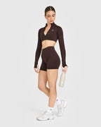 EnhanceLift™ Seamless Crop Jacket with White Logo | Plum Brown