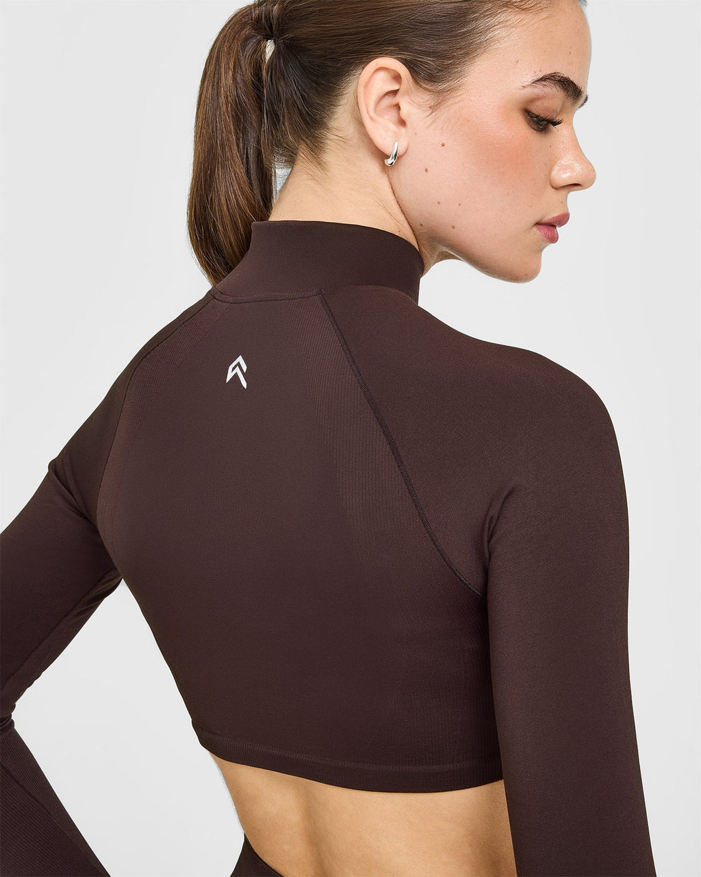 EnhanceLift™ Seamless Crop Jacket with White Logo | Plum Brown