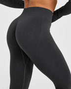 EnhanceLift™ Seamless Leggings with White Logo | Coal