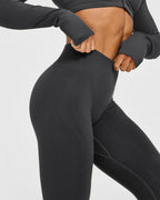 EnhanceLift™ Seamless Leggings with White Logo | Coal