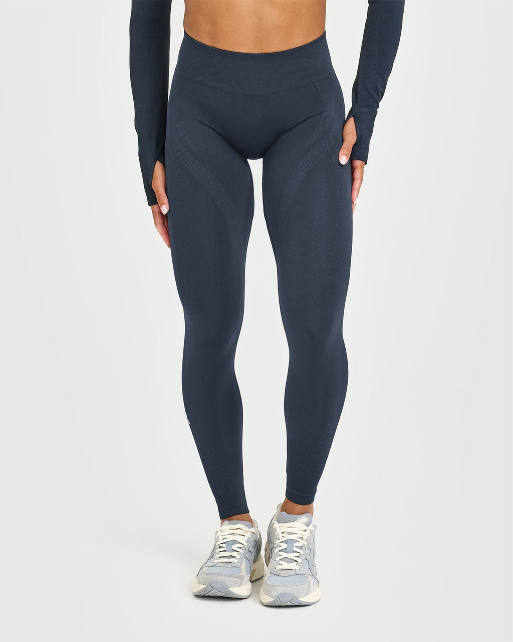 EnhanceLift™ Seamless Leggings with White Logo | True Blue