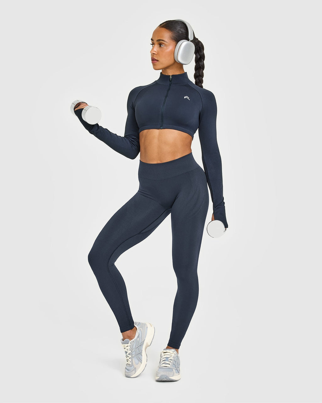 EnhanceLift™ Seamless Leggings with White Logo | True Blue
