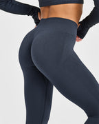 EnhanceLift™ Seamless Leggings with White Logo | True Blue