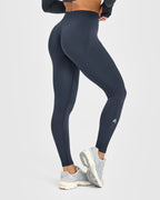 EnhanceLift™ Seamless Leggings with White Logo | True Blue