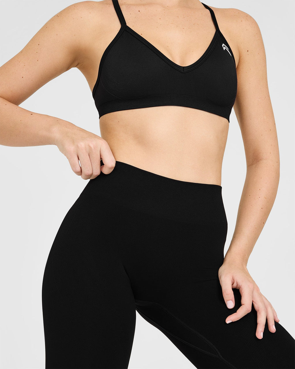 EnhanceLift™ Seamless Leggings with White Logo | Black