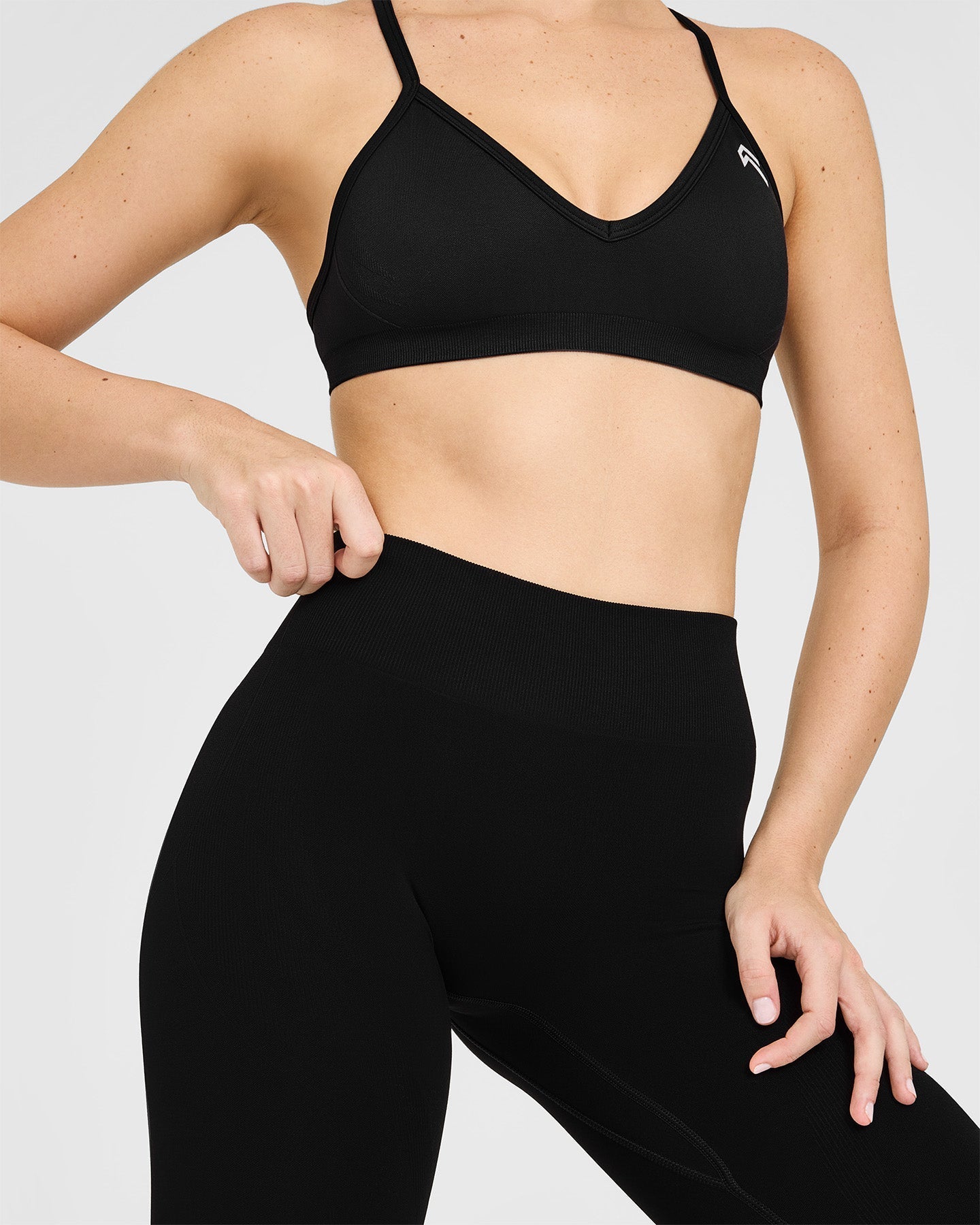 EnhanceLift™ Seamless Leggings with White Logo | Black
