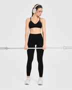 EnhanceLift™ Seamless Leggings with White Logo | Black