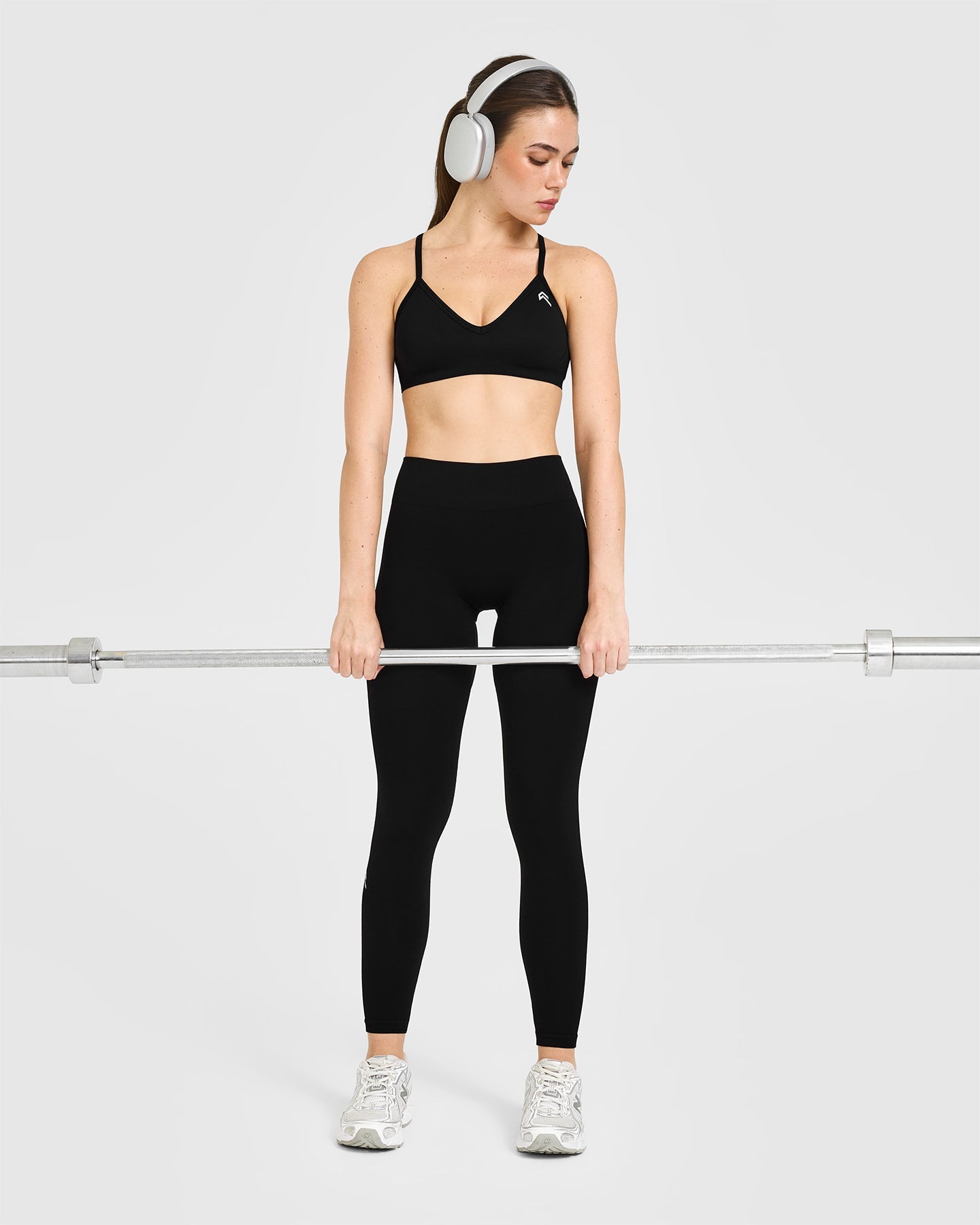 EnhanceLift™ Seamless Leggings with White Logo | Black