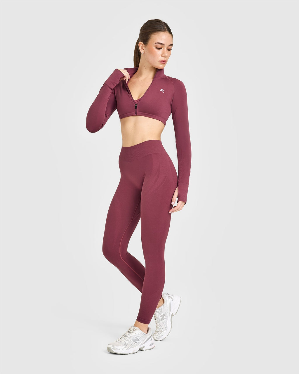EnhanceLift™ Seamless Leggings with White Logo | Burnt Maroon