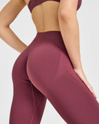 EnhanceLift™ Seamless Leggings with White Logo | Burnt Maroon