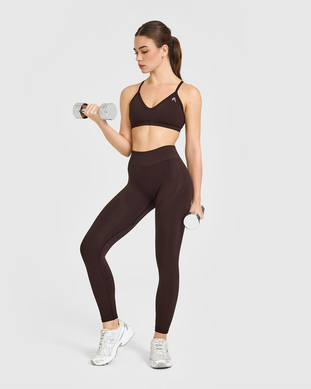 EnhanceLift™ Seamless Leggings with White Logo | Plum Brown