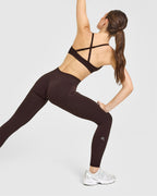 EnhanceLift™ Seamless Leggings with White Logo | Plum Brown