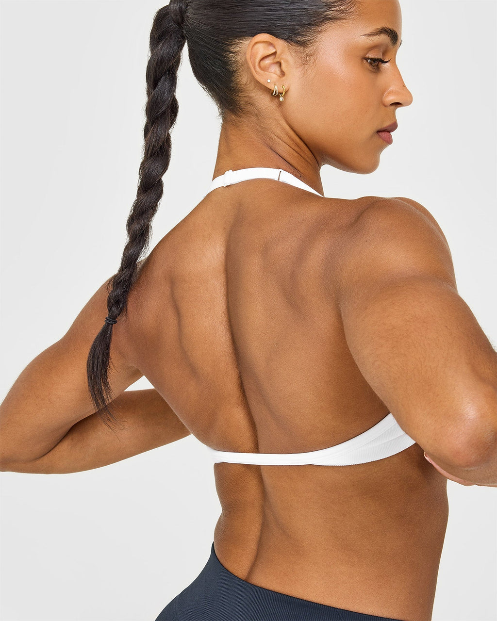 EnhanceLift™ Seamless Minimal Halter Neck Bralette | White