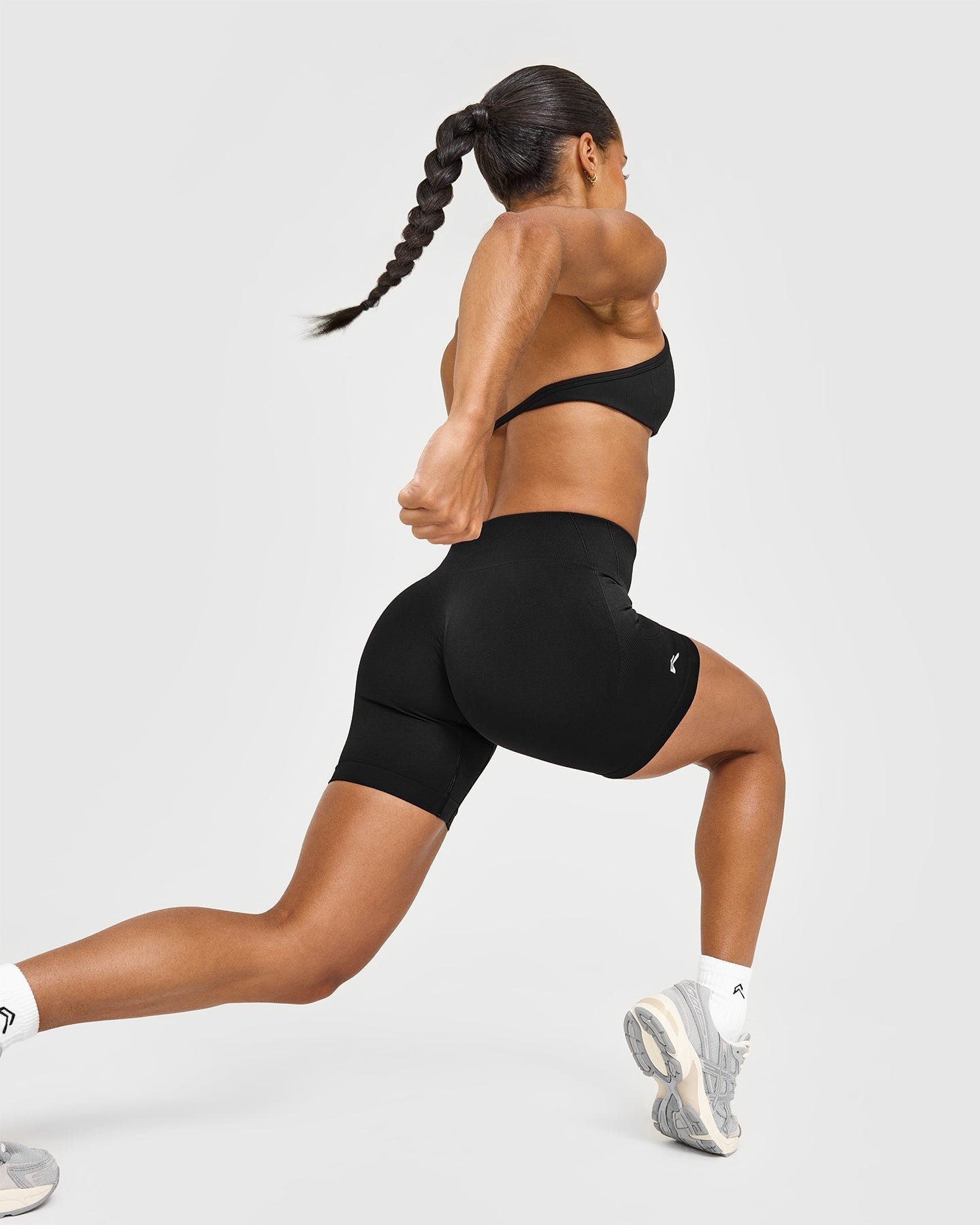 EnhanceLift™ Seamless Shorts with White Logo | Black