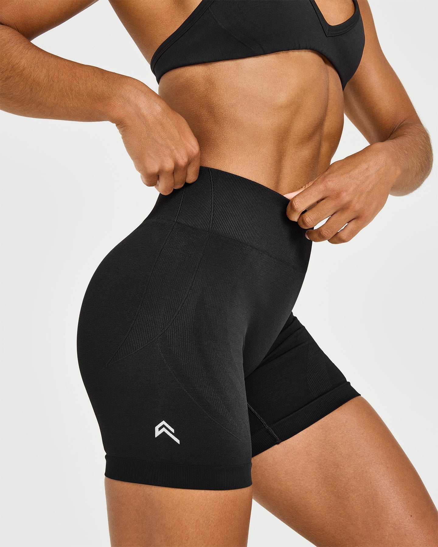 EnhanceLift™ Seamless Shorts with White Logo | Black