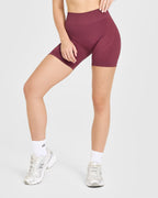 EnhanceLift™ Seamless Shorts with White Logo | Burnt Maroon