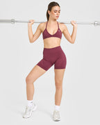 EnhanceLift™ Seamless Shorts with White Logo | Burnt Maroon