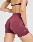 EnhanceLift™ Seamless Shorts with White Logo | Burnt Maroon