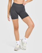 EnhanceLift™ Seamless Shorts with White Logo | Coal