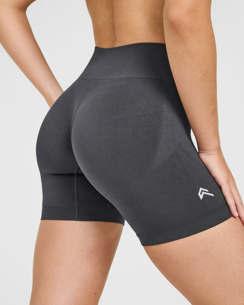 EnhanceLift™ Seamless Shorts with White Logo | Coal