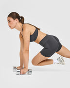 EnhanceLift™ Seamless Shorts with White Logo | Coal