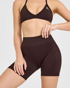 EnhanceLift™ Seamless Shorts with White Logo | Plum Brown