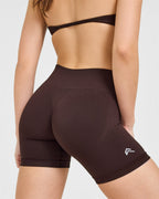 EnhanceLift™ Seamless Shorts with White Logo | Plum Brown