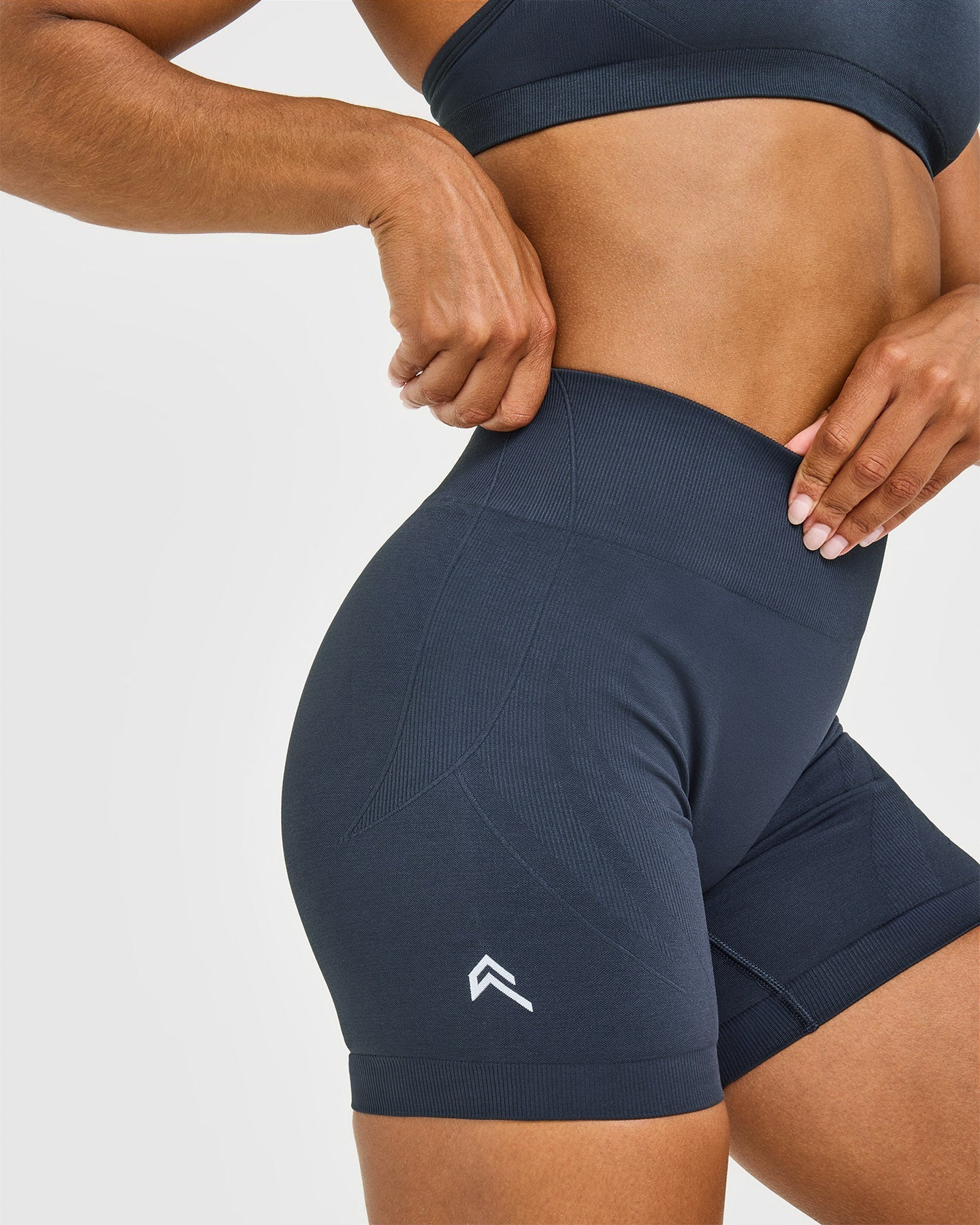 EnhanceLift™ Seamless Shorts with White Logo | True Blue