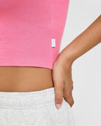 Cotton Fitted Mid Vest | Peony Pink