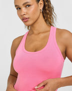 Cotton Fitted Mid Vest | Peony Pink