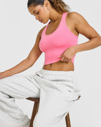 Cotton Fitted Mid Vest | Peony Pink