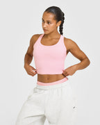 Cotton Fitted Mid Vest | Petal Pink