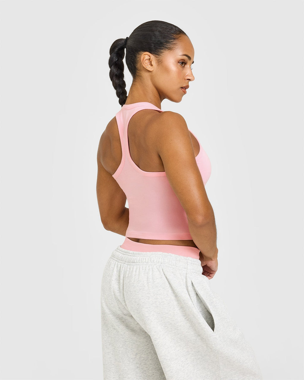 Cotton Fitted Mid Vest | Petal Pink