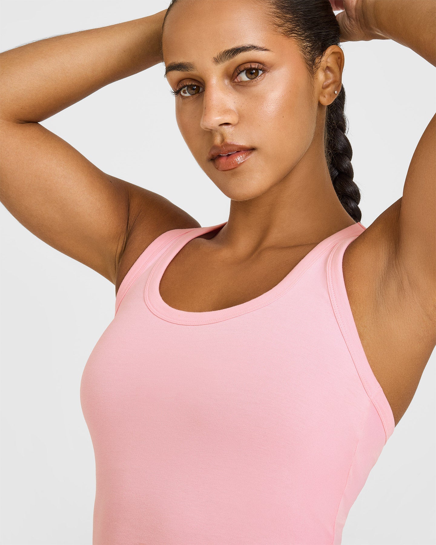 Cotton Fitted Mid Vest | Petal Pink