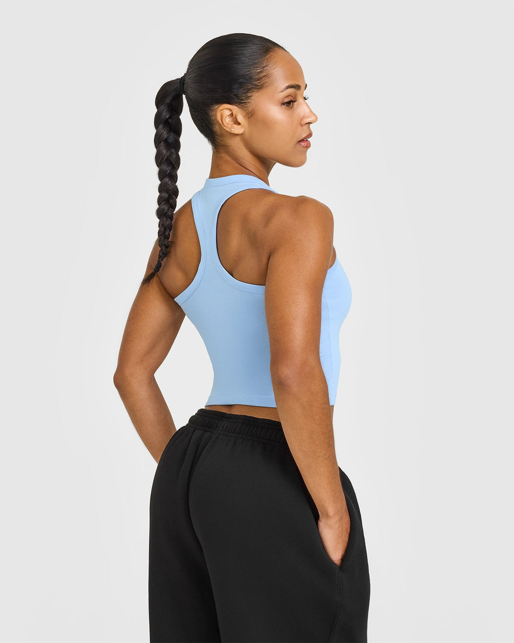 Cotton Fitted Mid Vest | Washed Powdered Blue