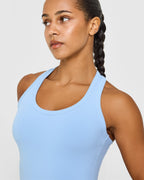 Cotton Fitted Mid Vest | Washed Powdered Blue