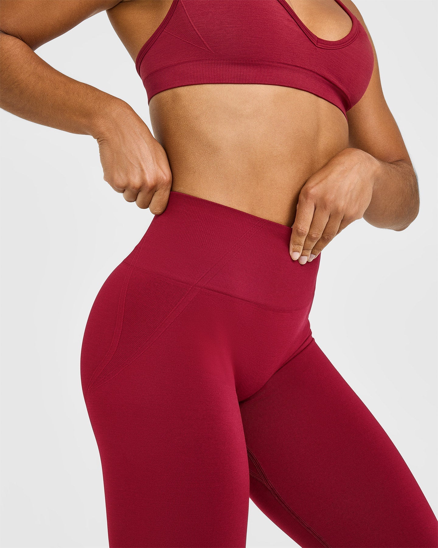 Effortless Seamless Leggings with White Logo | Claret Red