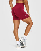 Effortless Seamless Shorts with White Logo | Claret Red