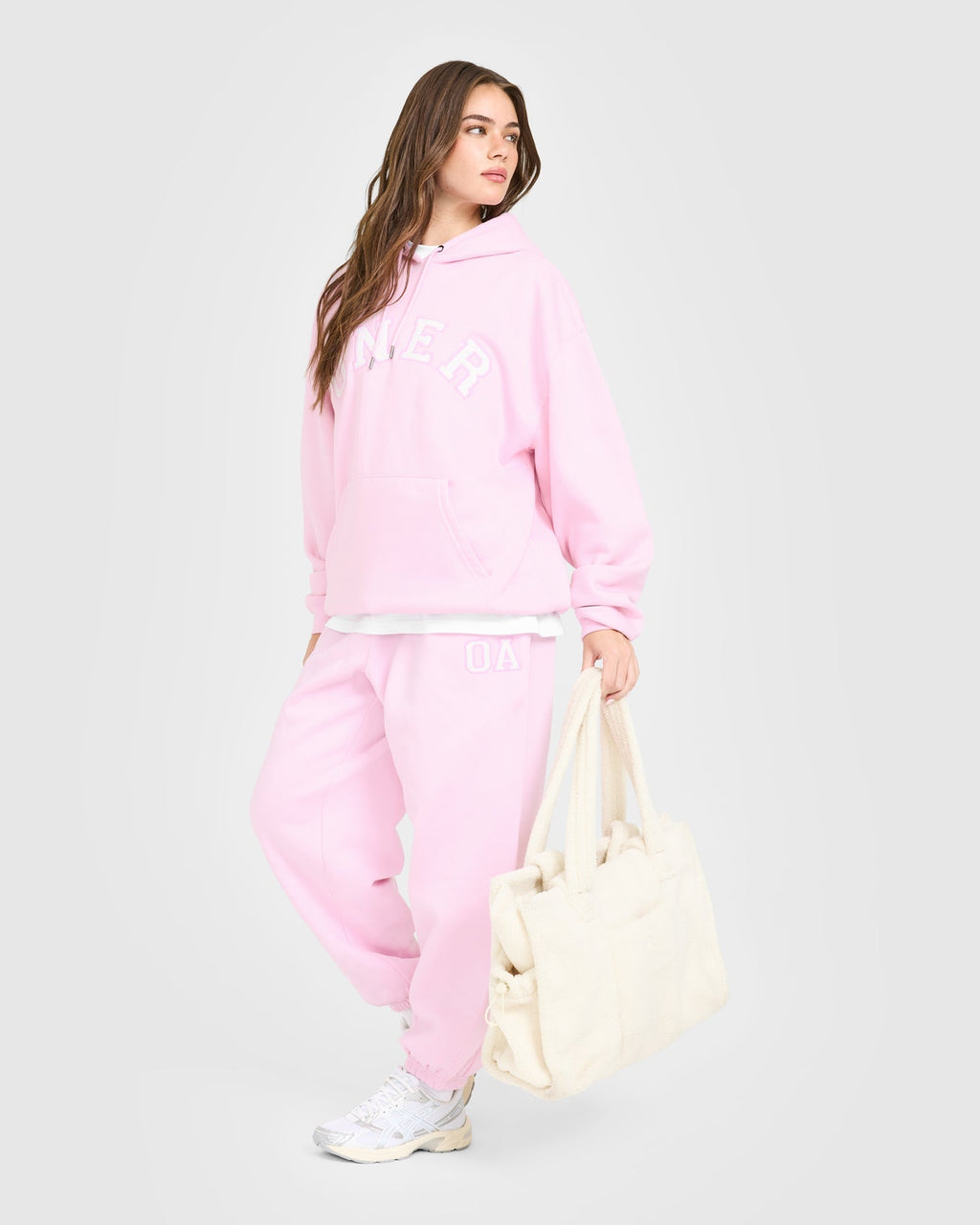 Foundations Oversized Oner Girlfriend Joggers | Chalk Pink