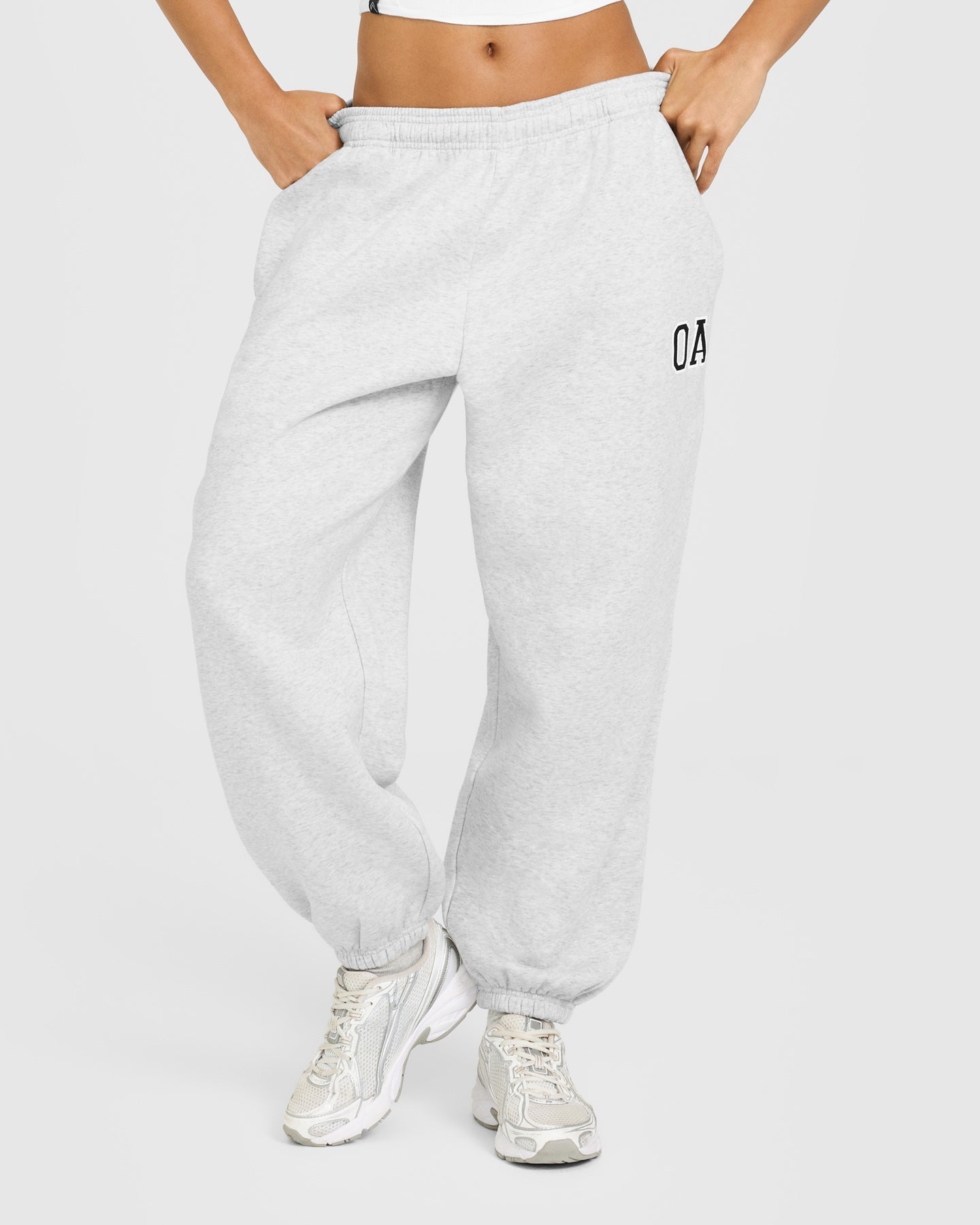 Foundations Oversized Oner Girlfriend Joggers | Light Grey Marl