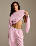 Foundations Oversized Oner Girlfriend Straight Leg Joggers | Chalk Pink