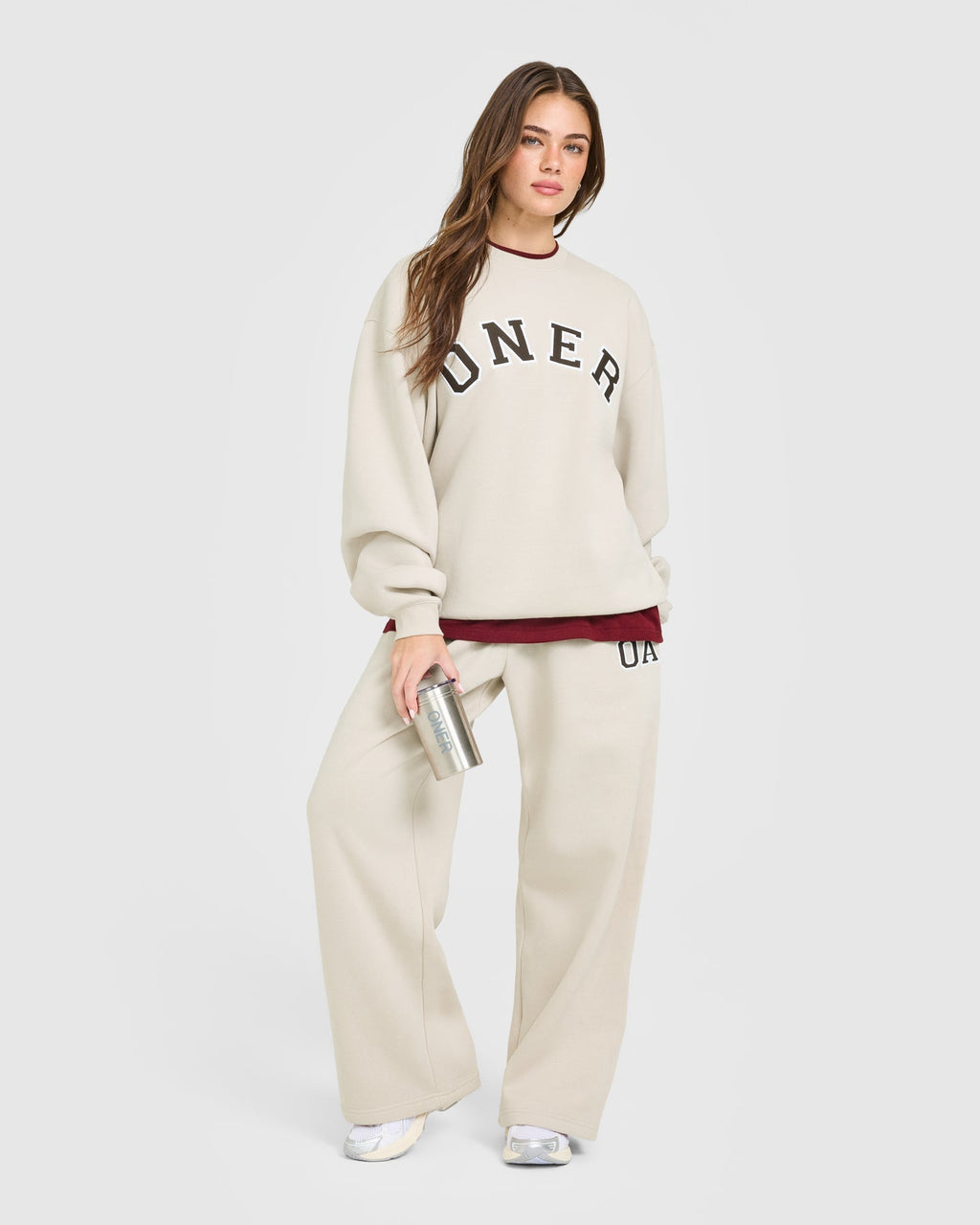 Foundations Oversized Oner Girlfriend Straight Leg Joggers | Sand