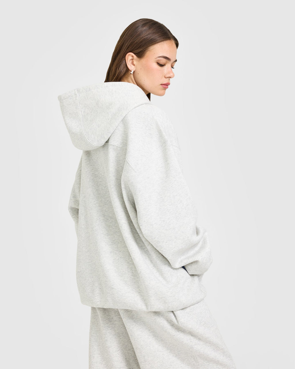 Foundations Oversized Oner Girlfriend Hoodie | Light Grey Marl
