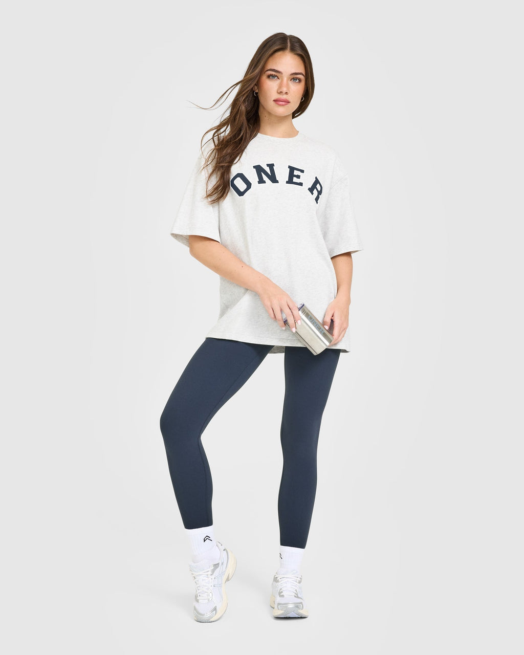 Oversized Oner Girlfriend Washed T-Shirt | Light Grey Marl