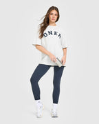 Oversized Oner Girlfriend Washed T-Shirt | Light Grey Marl