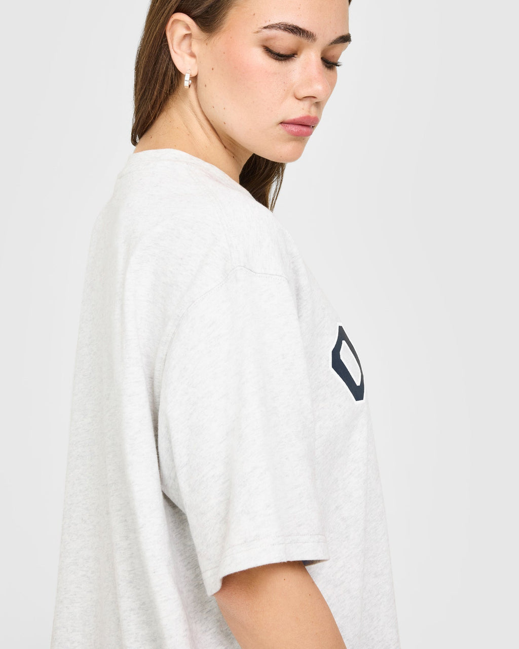 Oversized Oner Girlfriend Washed T-Shirt | Light Grey Marl